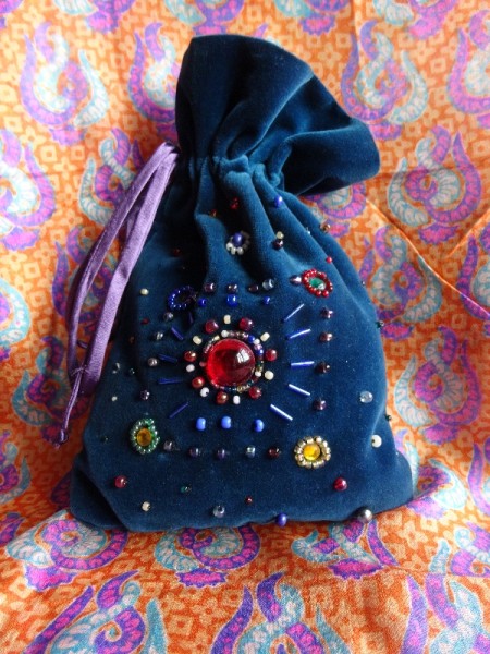 Little jewelled bag: reverse (hand embroidered by Mary Addison)